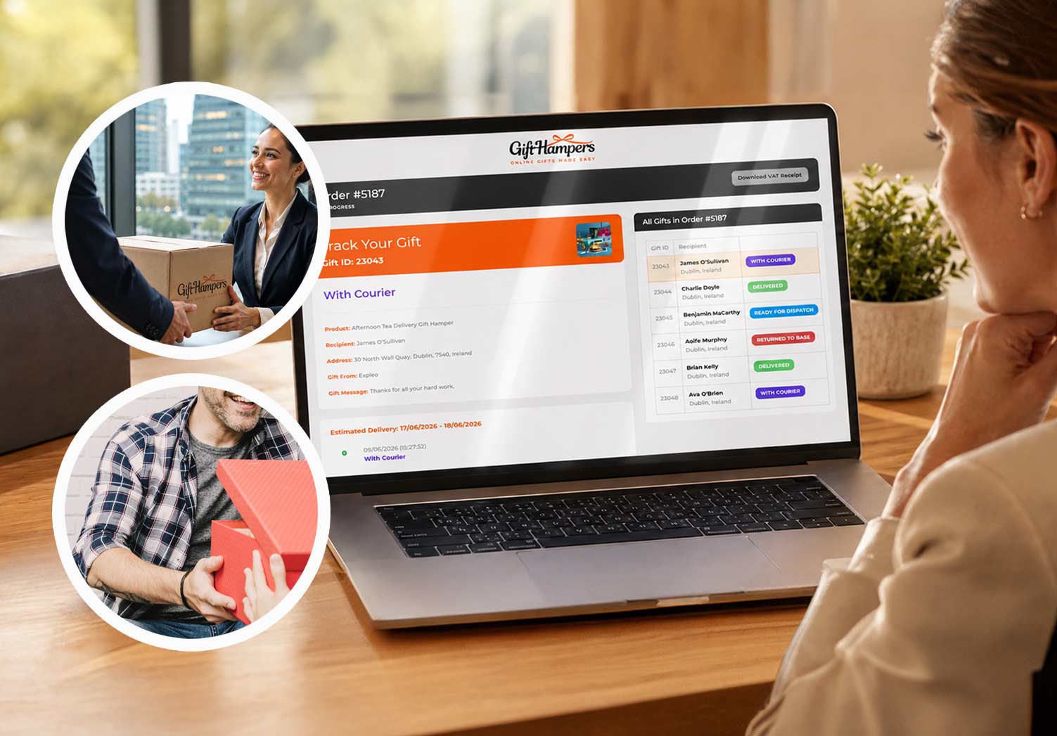 realtime tracking corporate gift hamper delivery in Ireland